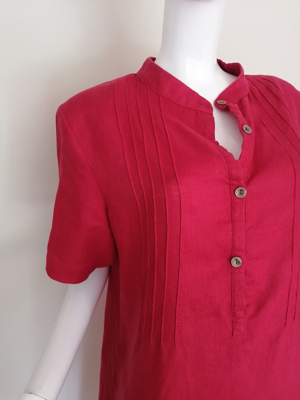 100% linen❤️Silhouette Berry Short-Sleeve V-Neck Midi Dress - Picture 5 of 7